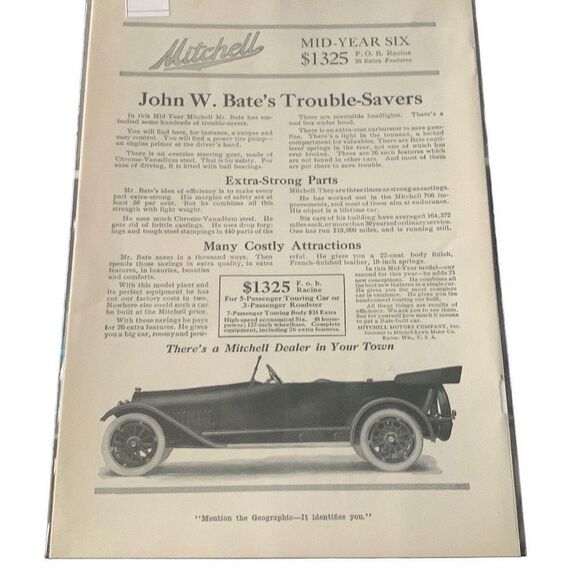 Vintage 1916 Mitchell John W Bates Trouble Savers Ad Advertisement - Picture 4 of 4